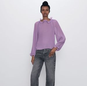 Zara Purple Pleated Top